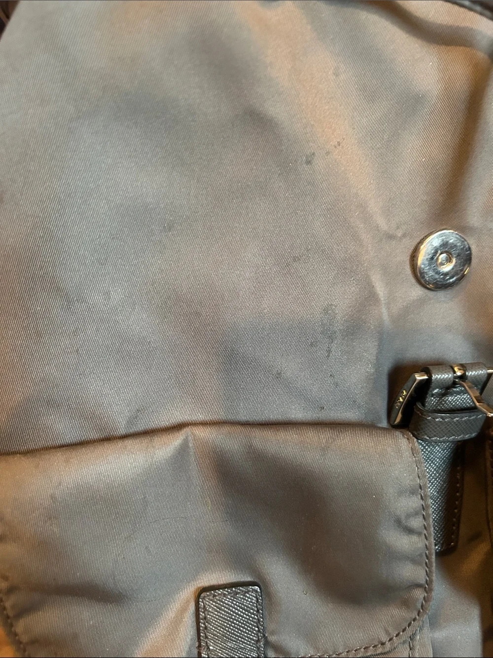 Prada Gray Nylon Backpack with Front Flap Pockets